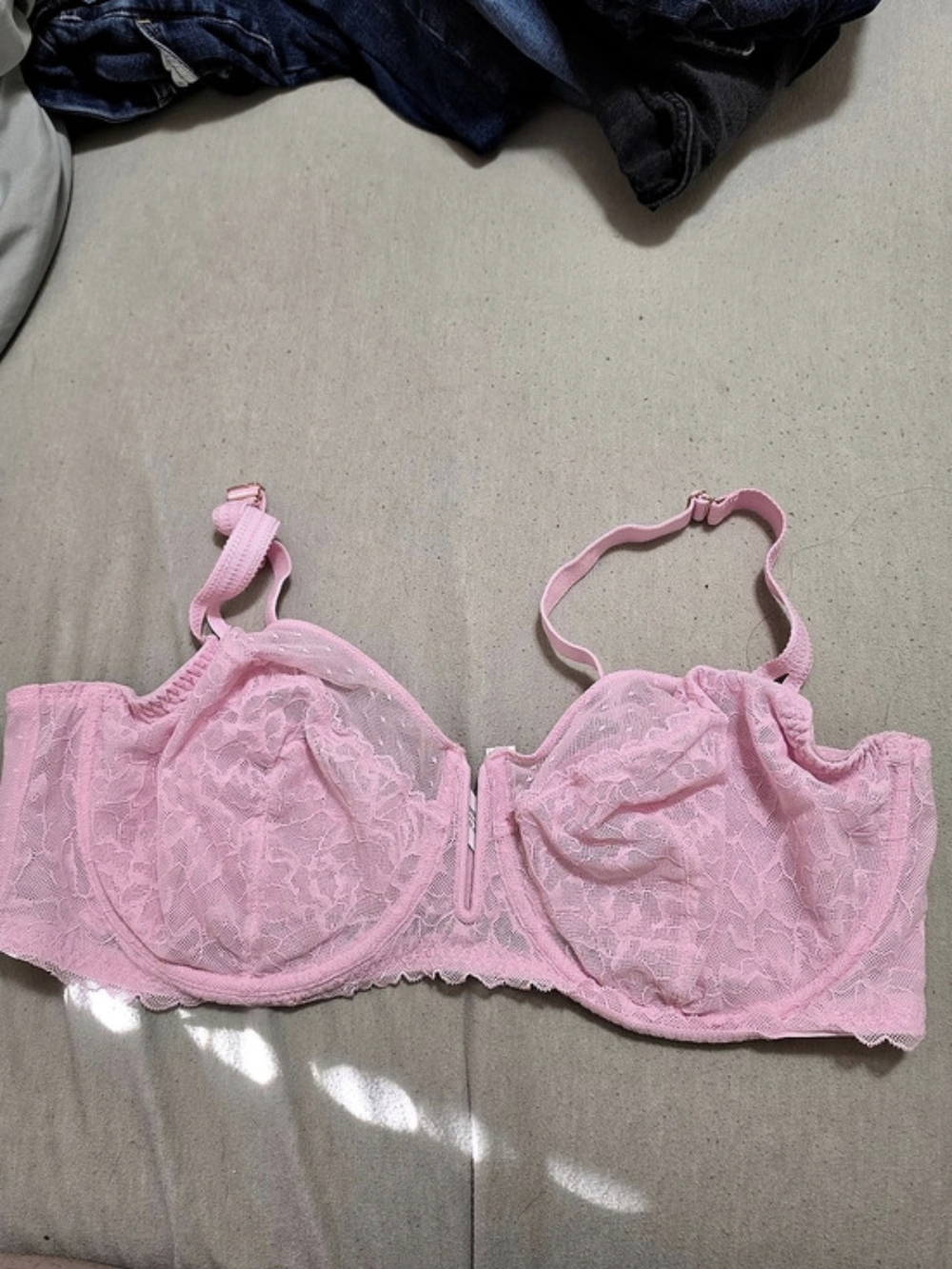 Auden Women's Lace Unlined Balconette Bra Pink 42DDD